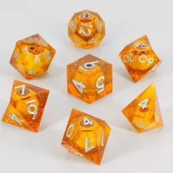 Dados Acrílicos D&D Naranja Transparente Núcleo Ojo Móvil