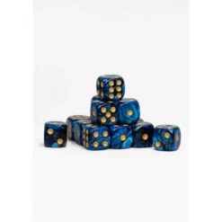 15 Dados de 16mm Azul Negro Dorado