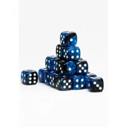 24 Dados de 12mm Marmoleados Azul Negro