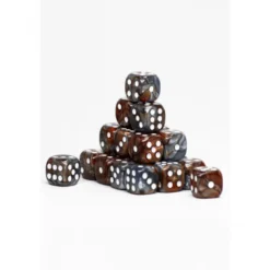 24 Dados de 12mm Marmoleados Gris Naranja