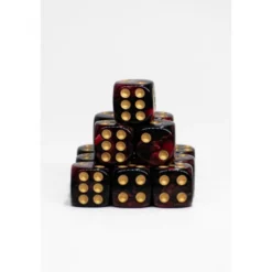 24 Dados de 12mm Marmoleados Negro Rojo