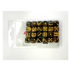 24 Dados de 12mm Marmoleados Negro Dorado