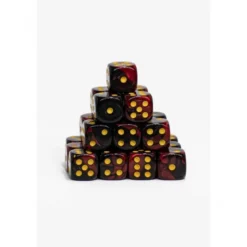 24 Dados de 12mm Marmoleados Rojo Negro