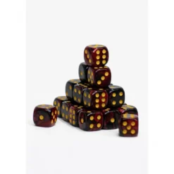 24 Dados de 12mm Marmoleados Rojo Negro