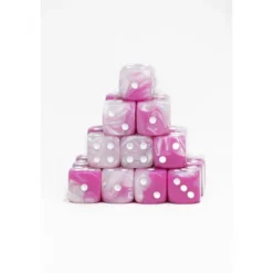 24 Dados de 12mm Marmoleados Rosa Blanco