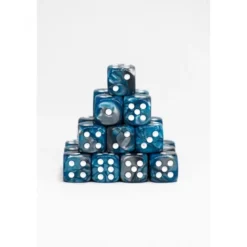 24 Dados de 12mm Marmoleados Turquesa Plata