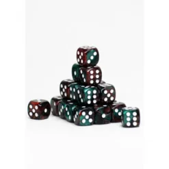 24 Dados de 12mm Marmoleados Verde Rojo