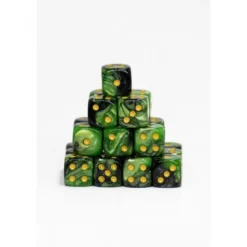 24 Dados de 12mm Marmoleados Verde Negro