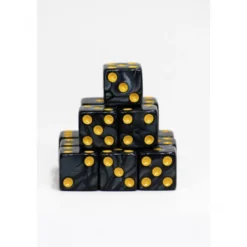15 Dados de 16mm Negro Dorado