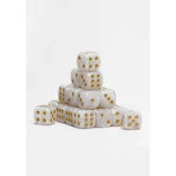 24 Dados de 12mm Perlados Blanco Amarillo