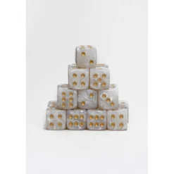 24 Dados de 12mm Perlados Blanco Amarillo