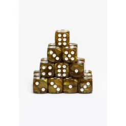 24 Dados de 12mm Perlados Dorado Blanco