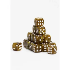 24 Dados de 12mm Perlados Dorado Blanco
