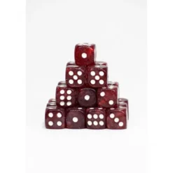 24 Dados de 12mm Perlados Granate Blanco