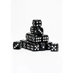 24 Dados de 12mm Perlados Negro Blanco