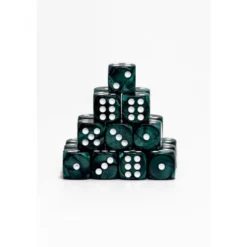 24 Dados de 12mm Perlados Verde Oscuro Blanco