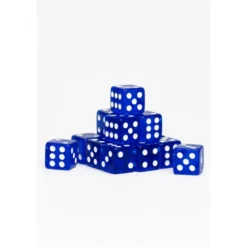 15 Dados de 16mm Transparentes Azul Oscuro
