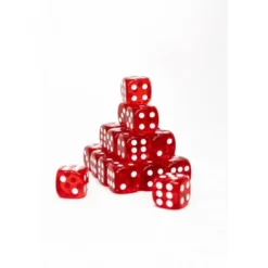 24 Dados de 12mm transparentes Rojo