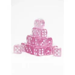 24 Dados de 12mm transparentes Rosa