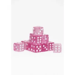 15 Dados de 16mm Transparentes Rosa