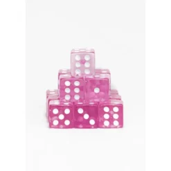 15 Dados de 16mm Transparentes Rosa