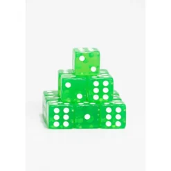 15 Dados de 16mm Transparentes Verde Claro
