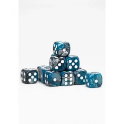 15 Dados de 16mm Turquesa y Plata
