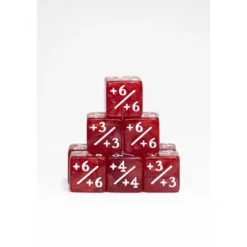 9 Dados +/- 16mm Rojo Perla