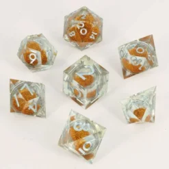 Dados RPG Trasparentes con Polvo Dorado