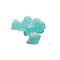 Frosted Polyhedral Teal/white Set (7)