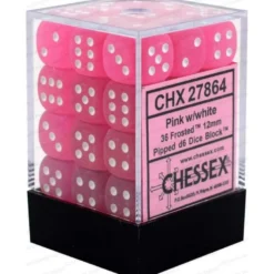 Frosted Polyheral Pink with White 12 mm (36)