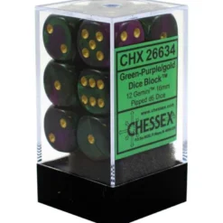Green-Purple w/gold 16mm (12)