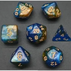 Pack 7 Dados Rol Brilli Oro Azulado Y Amarillo