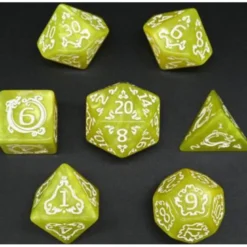 Pack 7 Dados Rol Hechizados Amarillo Y Blanco