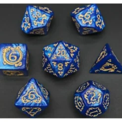 Pack 7 Dados Rol Hechizados Azul Y Amarillo