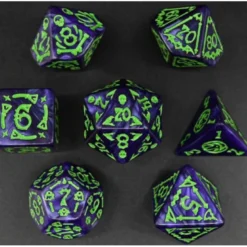 Pack 7 Dados Rol Hechizados Morado Y Verde