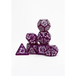 Pack 7 Dados Rol Hechizados Morado Y Blanco
