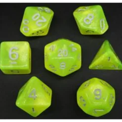 Pack 7 Dados Rol Marmoleado Amarillo Verdoso Y Blanco