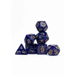 Pack 7 Dados Rol Marmoleado Azul Morado Y Amarillo