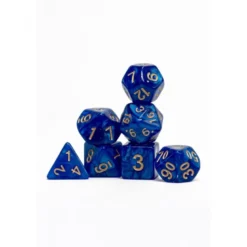 Pack 7 Dados Rol Marmoleado Azul Y Amarillo