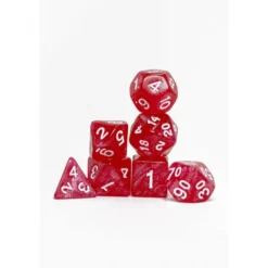 Pack 7 Dados Rol Marmoleado Carmín Y Blanco