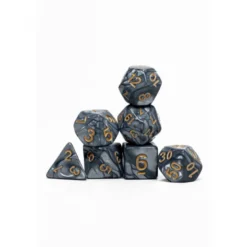 Pack 7 Dados Rol Marmoleado Gris Y Amarillo