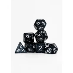 Pack 7 Dados Rol Marmoleado Negro Y Blanco