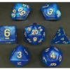 Pack 7 Dados Rol Marmoleado Negro Azul Y Amarillo