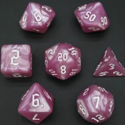 Pack 7 Dados Rol Marmoleado Púrpura Claro Y Blanco