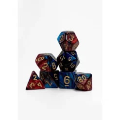Pack 7 Dados Rol Marmoleado Rojo Azul Y Amarillo