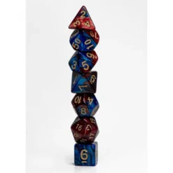 Pack 7 Dados Rol Marmoleado Rojo Azul Y Amarillo