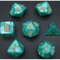 Pack 7 Dados Rol Marmoleado Turquesa Y Amarillo