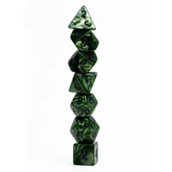 Pack 7 Dados Rol Marmoleado Verde Y Negro