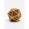 Pack 7 Dados Rol Metálicos D&D Arcano Oro Rojo